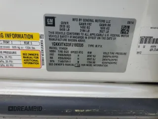 2015 GMC Acadia Denali z VIN 1GKKVTKD3FJ180335, wystawiony jako Copart lot #56967215 z przebiegiem 119 878 mil mil oraz Szkoda całkowita • Salvage title. Historia ofert i sprzedaży dostępna na DreamBid. Obrazek 14.