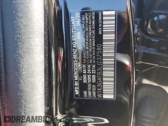 2020 Mercedes-Benz A 220 with VIN W1K3G4FB3LJ237580, listed as a Copart auction lot 47146925 with 84,987 mi miles and Salvage Title. Bid and sale history available at DreamBid. Image 15.