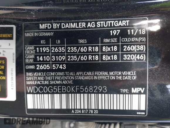 2019 Mercedes-Benz GLC 350e z VIN WDC0G5EB0KF568293, wystawiony jako IAAI lot #42179212 z przebiegiem Nie podano mil oraz . Historia ofert i sprzedaży dostępna na DreamBid. Obrazek 9.
