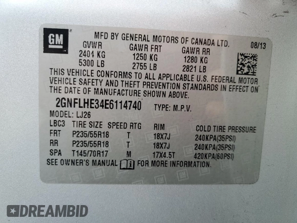 2014 Chevrolet Equinox LTZ with VIN 2GNFLHE34E6114740, listed as a Copart auction lot 87619575 with 181,701 mi miles and Clean Title. Bid and sale history available at carsss.com. Image 13.