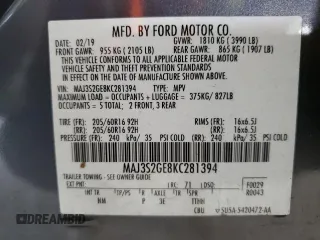 2019 Ford EcoSport SE with VIN MAJ3S2GE8KC281394, listed as a Copart auction lot 50930305 with 90,488 mi miles and Salvage Title. Bid and sale history available at DreamBid. Image 12.