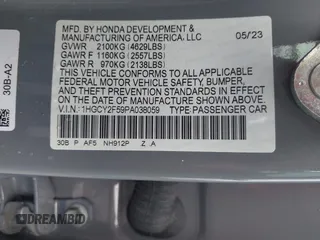 2023 Honda Accord Sport with VIN 1HGCY2F59PA038059, listed as a IAAI auction lot 42365229 with 30,184 mi miles and . Bid and sale history available at DreamBid. Image 9.