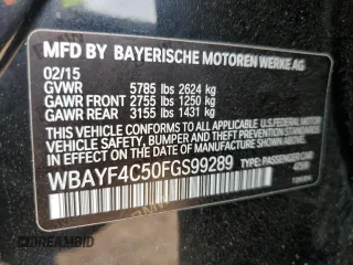 2015 BMW 7 Series 740Li xDrive with VIN WBAYF4C50FGS99289, listed as a Copart auction lot 79809474 with 128,993 mi miles and Salvage Title. Bid and sale history available at carsss.com. Image 12.