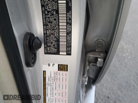 2015 Toyota Prius Four with VIN JTDKN3DU3F0444569, listed as a Copart auction lot 49084495 with 202,486 mi miles and Non repairable. Bid and sale history available at DreamBid. Image 12.