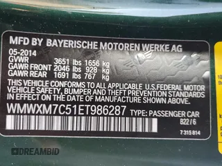 2014 MINI Hardtop S z VIN WMWXM7C51ET986287, wystawiony jako Copart lot #55011665 z przebiegiem 77 886 mil mil oraz Szkoda całkowita • Salvage title. Historia ofert i sprzedaży dostępna na DreamBid. Obrazek 12.