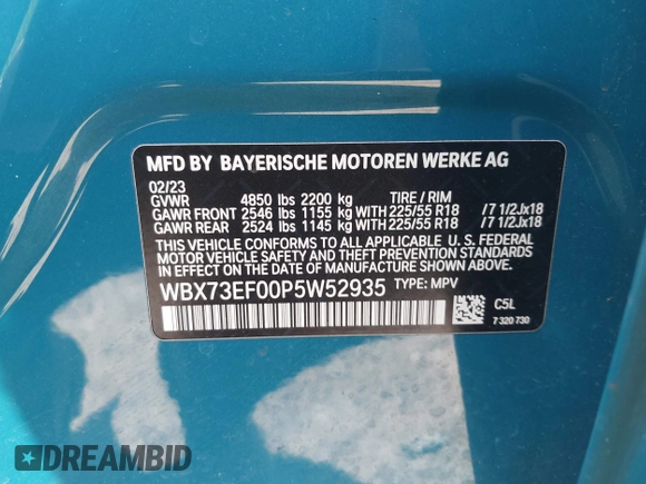 2023 BMW X1 xDrive28i with VIN WBX73EF00P5W52935, listed as a IAAI auction lot 42221084 with 16,394 mi miles and . Bid and sale history available at DreamBid. Image 9.