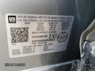 2024 Chevrolet Equinox EV RS z VIN 3GN7DRRR4RS298610, wystawiony jako Copart lot #82022534 z przebiegiem 3 090 mil mil oraz Szkoda całkowita • Salvage title. Historia ofert i sprzedaży dostępna na DreamBid. Obrazek 12.