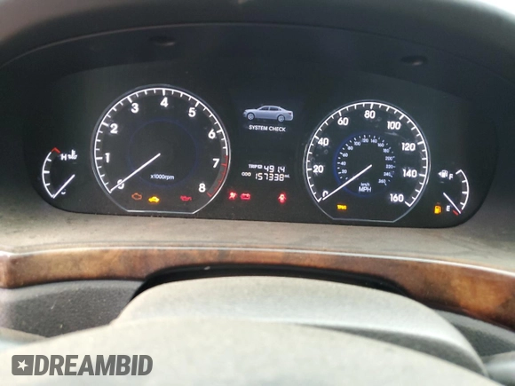 2012 Hyundai Equus Signature z VIN KMHGH4JH7CU045352, wystawiony jako Copart lot #50093055 z przebiegiem 157 338 mil mil oraz Tytuł czysty. Historia ofert i sprzedaży dostępna na DreamBid. Obrazek 9.