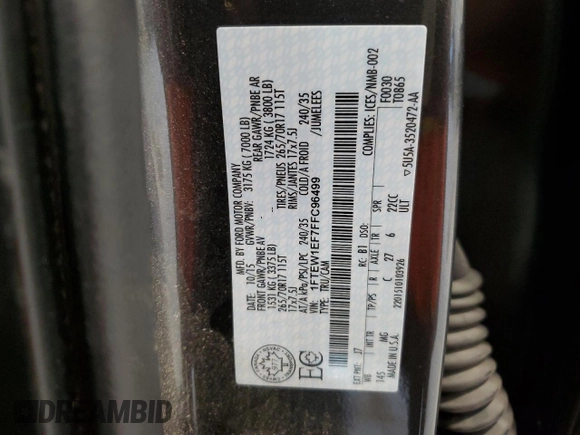 2015 Ford F-150 XLT с VIN 1FTEW1EF7FFC96499, выставлен на аукционе Copart как лот 62998115 с пробегом 113 347 миль миль и Чистый • Clean title. История ставок и продаж доступна на DreamBid. Изображение 12.