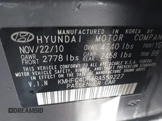 2011 Hyundai Azera Limited z VIN KMHFC4DF4BA559227, wystawiony jako IAAI lot #41975114 z przebiegiem 134 477 mil mil oraz . Historia ofert i sprzedaży dostępna na DreamBid. Obrazek 9.