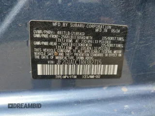 2024 Subaru Crosstrek Premium z VIN JF2GUADC1RH382715, wystawiony jako Copart lot #55476855 z przebiegiem 17 919 mil mil oraz Szkoda całkowita • Salvage title. Historia ofert i sprzedaży dostępna na DreamBid. Obrazek 13.