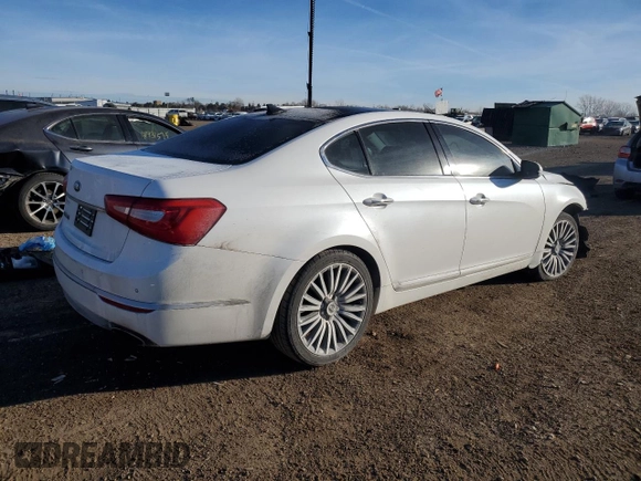 2015 Kia Cadenza Premium with VIN KNALN4D74F5168777, listed as a Copart auction lot 42695565 with Not Provided miles and Salvage Title. Bid and sale history available at carsss.com. Image 3.