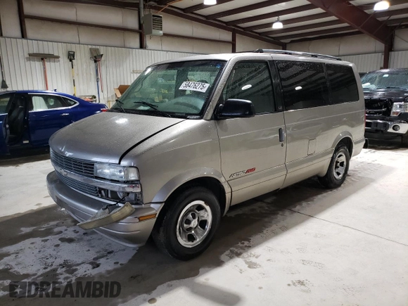 2001 Chevrolet Astro z VIN 1GNEL19W01B143781, wystawiony jako Copart lot #58476275 z przebiegiem 157 888 mil mil oraz Szkoda całkowita • Salvage title. Historia ofert i sprzedaży dostępna na DreamBid. Obrazek 1.