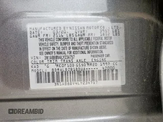 2020 Nissan Sentra S with VIN 3N1AB8BV4LY234757, listed as a Copart auction lot 51538765 with 53,342 mi miles and Salvage Title. Bid and sale history available at DreamBid. Image 14.