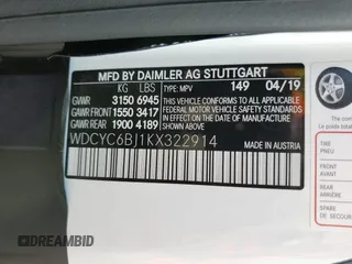 2019 Mercedes-Benz G 550 with VIN WDCYC6BJ1KX322914, listed as a Copart auction lot 69652014 with 31,468 mi miles and Salvage Title. Bid and sale history available at DreamBid. Image 15.