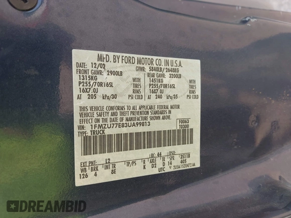 2003 Ford Explorer Sport Trac XLS with VIN 1FMZU77E83UA99813, listed as a IAAI auction lot 42407416 with 280,018 mi miles and . Bid and sale history available at DreamBid. Image 9.