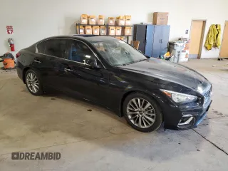 2021 Infiniti Q50 Luxe with VIN JN1EV7BR3MM750246, listed as a Copart auction lot 74994524 with 75,033 mi miles and Salvage Title. Bid and sale history available at carsss.com. Image 4.