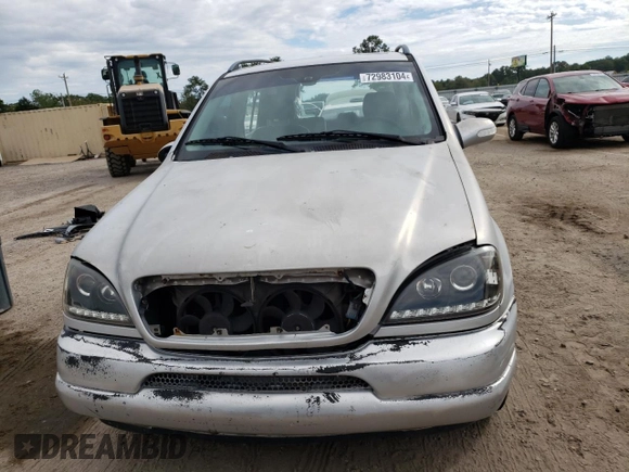 2002 Mercedes-Benz M-Class with VIN 4JGAB54E52A360097, listed as a Copart auction lot 72983104 with 199,445 mi miles and Salvage Title. Bid and sale history available at carsss.com. Image 5.