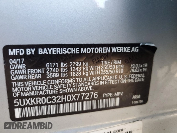 2017 BMW X5 xDrive35i z VIN 5UXKR0C32H0X77276, wystawiony jako Copart lot #48531545 z przebiegiem Nie podano mil oraz Szkoda całkowita • Salvage title. Historia ofert i sprzedaży dostępna na DreamBid. Obrazek 13.