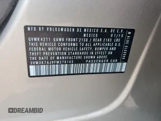 2015 Volkswagen Jetta S с VIN 3VW2K7AJ9FM278143, выставлен на аукционе Copart как лот 58968425 с пробегом 125 220 миль миль и Списание • Salvage title. История ставок и продаж доступна на DreamBid. Изображение 12.