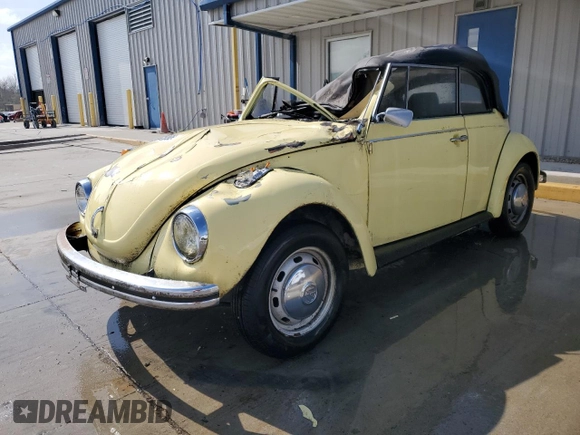 1972 Volkswagen Beetle with VIN 1522360640, listed as a Copart auction lot 50975555 with Not Provided miles and Salvage Title. Bid and sale history available at DreamBid. Image 1.