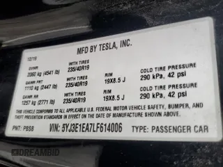 2020 Tesla Model 3 Standard Range Plus z VIN 5YJ3E1EA7LF614006, wystawiony jako Copart lot #53491465 z przebiegiem 51 170 mil mil oraz Czysty tytuł • Clean title. Historia ofert i sprzedaży dostępna na DreamBid. Obrazek 12.