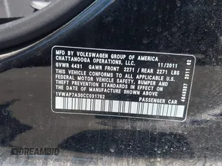 2012 Volkswagen Passat S с VIN 1VWAP7A30CC031752, выставлен на аукционе IAAI как лот 42609712 с пробегом 180 570 миль миль и . История ставок и продаж доступна на DreamBid. Изображение 9.