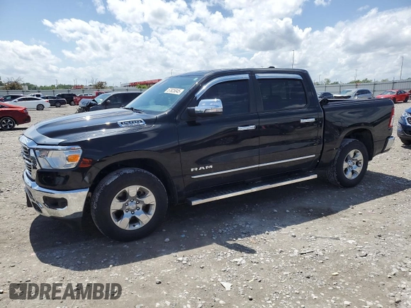 2021 Ram 1500 Big Horn with VIN 1C6SRFFT4MN657323, listed as a Copart auction lot 57825045 with 20,584 mi miles and Salvage title. Bid and sale history available at DreamBid. Image 1.
