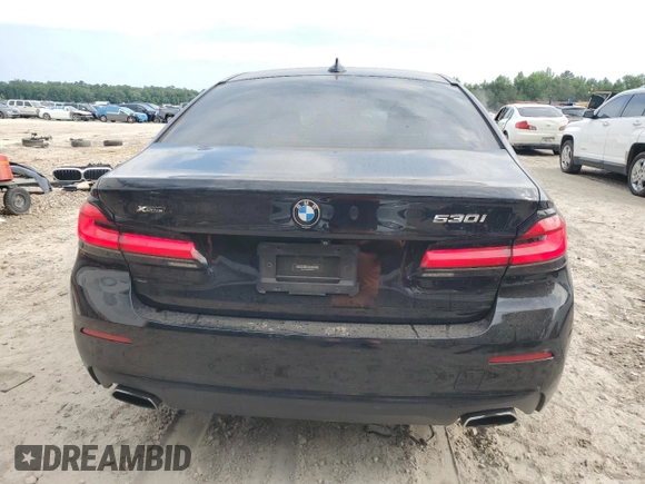 2021 BMW 5 Series 530i xDrive with VIN WBA13BJ02MCF32215, listed as a Copart auction lot 55779575 with 67,983 mi miles and Salvage title. Bid and sale history available at DreamBid. Image 6.