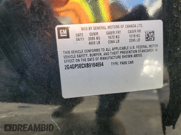 2011 Buick Regal CXL RL2 с VIN 2G4GP5ECXB9184894, выставлен на аукционе Copart как лот 78473724 с пробегом 70 752 миль миль и Списание • Salvage title. История ставок и продаж доступна на DreamBid. Изображение 12.