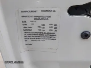 2011 Ford Escape Limited with VIN 1FMCU9EG6BKA51405, listed as a IAAI auction lot 42007801 with 162,904 mi miles. Bid and sale history available at carsss.com. Image 9.