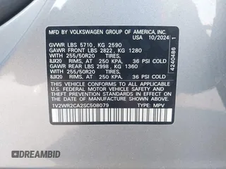 2025 Volkswagen Atlas SE with VIN 1V2WR2CA2SC508079, listed as a IAAI auction lot 42312651 with 10,436 mi miles and . Bid and sale history available at DreamBid. Image 9.