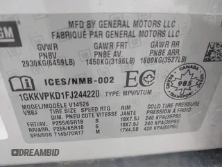 2015 GMC Acadia SLE with VIN 1GKKVPKD1FJ244220, listed as a IAAI auction lot 42292791 with Not provided miles and . Bid and sale history available at DreamBid. Image 9.