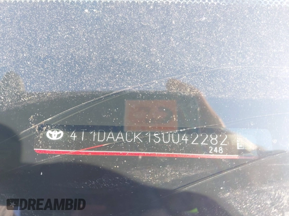 2025 Toyota Camry LE with VIN 4T1DAACK1SU042282, listed as a IAAI auction lot 41986639 with Not Provided miles and . Bid and sale history available at DreamBid. Image 9.