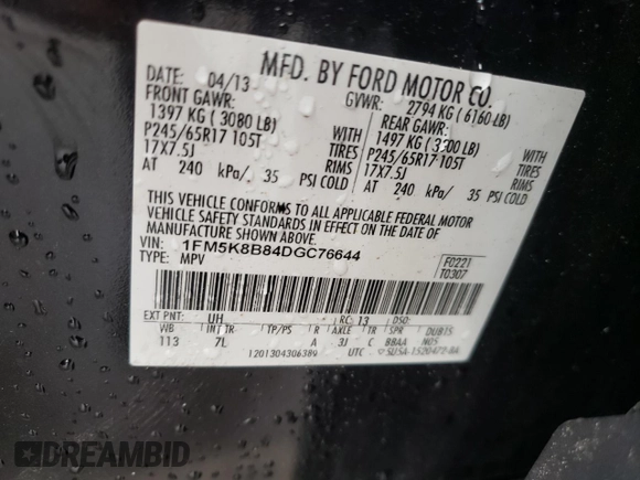 2013 Ford Explorer with VIN 1FM5K8B84DGC76644, listed as a Copart auction lot 55736475 with 213,434 mi miles and Salvage title. Bid and sale history available at DreamBid. Image 13.