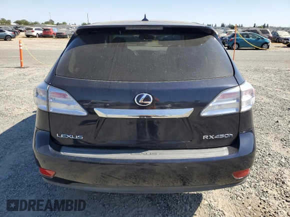 2010 Lexus RX 450h with VIN JTJZB1BA1A2400309, listed as a Copart auction lot 62584925 with 131,357 mi miles and Salvage title. Bid and sale history available at DreamBid. Image 6.
