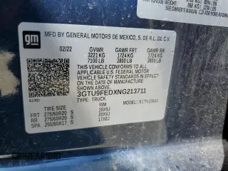 2022 GMC Sierra 1500 Denali with VIN 3GTU9FEDXNG213711, listed as a Copart auction lot 64112245 with 63,476 mi miles and Salvage title. Bid and sale history available at DreamBid. Image 12.