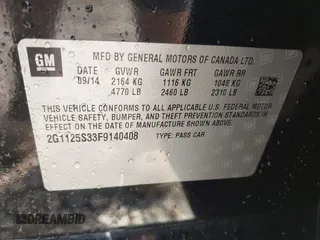 2015 Chevrolet Impala LT с VIN 2G1125S33F9140408, выставлен на аукционе IAAI как лот 42080732 с пробегом 171 935 миль миль и . История ставок и продаж доступна на DreamBid. Изображение 9.