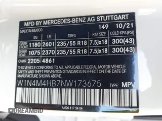 2022 Mercedes-Benz GLB 250 z VIN W1N4M4HB7NW173675, wystawiony jako IAAI lot #41744858 z przebiegiem 20 909 mil mil oraz . Historia ofert i sprzedaży dostępna na DreamBid. Obrazek 9.