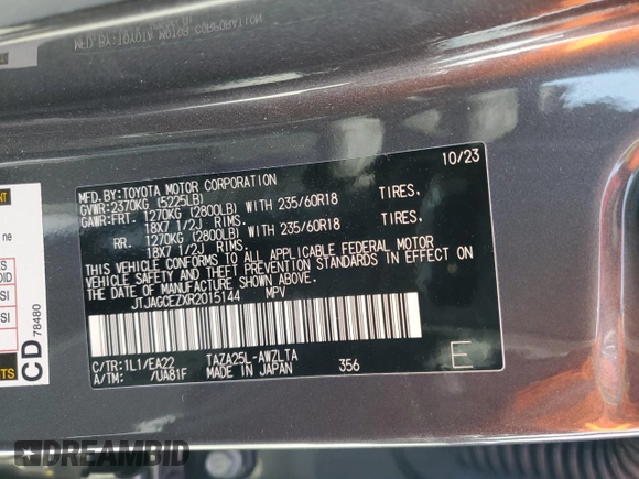 2024 Lexus NX with VIN JTJAGCEZXR2015144, listed as a Copart auction lot 48719455 with 2,637 mi miles and Salvage Title. Bid and sale history available at carsss.com. Image 13.