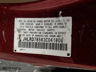 2003 Honda CR-V LX with VIN JHLRD78563C041808, listed as a Copart auction lot 45973235 with 146,504 mi miles and Salvage Title. Bid and sale history available at carsss.com. Image 15.