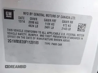2015 Chevrolet Impala LT with VIN 2G1WB5E39F1129185, listed as a IAAI auction lot 42090159 with 97,249 mi miles and . Bid and sale history available at DreamBid. Image 9.