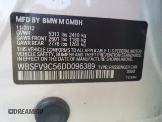 2013 BMW M5 with VIN WBSFV9C56DD096389, listed as a Copart auction lot 44951815 with 123,256 mi miles and Salvage Title. Bid and sale history available at carsss.com. Image 12.