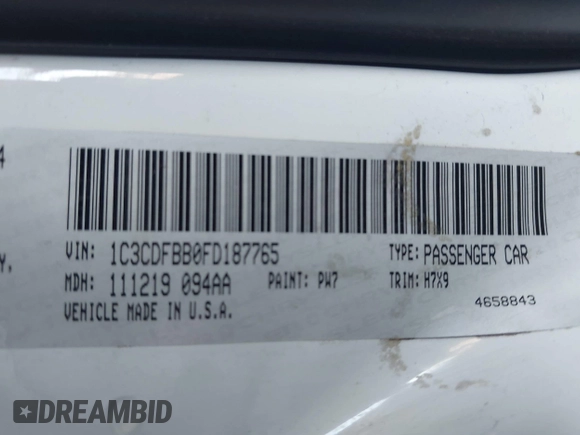 2015 Dodge Dart SXT with VIN 1C3CDFBB0FD187765, listed as a IAAI auction lot 42565267 with 162,232 mi miles and . Bid and sale history available at DreamBid. Image 9.
