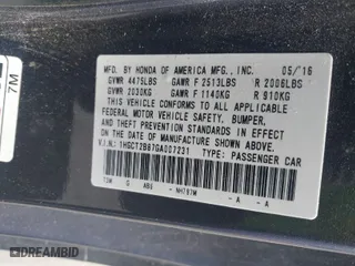 2016 Honda Accord Coupe EX-L with VIN 1HGCT2B87GA007231, listed as a IAAI auction lot 41925384 with 1 mi miles. Bid and sale history available at carsss.com. Image 9.