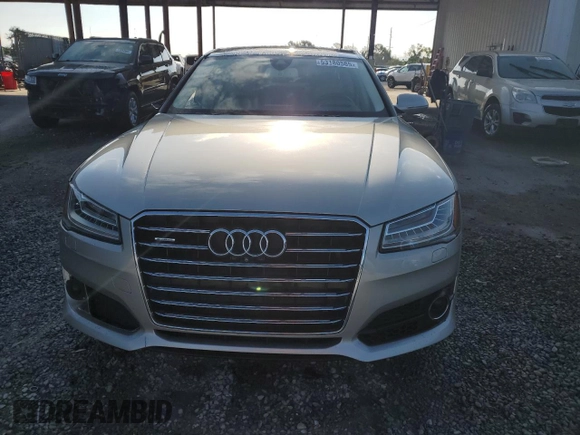 2017 Audi A8 Sport with VIN WAU43AFD0HN002058, listed as a Copart auction lot 53180585 with 95,436 mi miles and Salvage title. Bid and sale history available at DreamBid. Image 5.