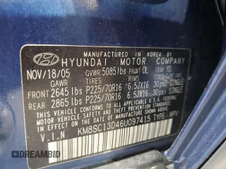 2006 Hyundai Santa Fe GLS with VIN KM8SC13D46U097415, listed as a Copart auction lot 72218874 with 126,556 mi miles and Clean Title. Bid and sale history available at carsss.com. Image 13.