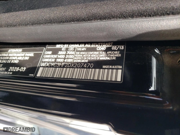 2013 Mercedes-Benz G-Class G 550 with VIN WDCYC3HF2DX207470, listed as a Copart auction lot 43382435 with NaN miles and Salvage Title. Bid and sale history available at carsss.com. Image 13.