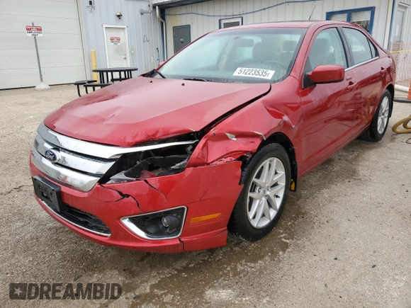 2012 Ford Fusion SEL with VIN 3FAHP0JGXCR364995, listed as a Copart auction lot 51223535 with 42,012 mi miles and Salvage Title. Bid and sale history available at carsss.com. Image 1.