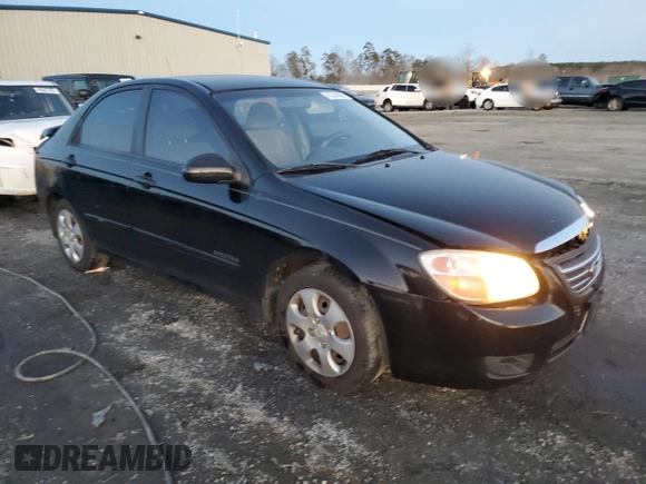 2008 Kia Spectra EX with VIN KNAFE121185551816, listed as a Copart auction lot 42324005 with 159,476 mi miles and Salvage title. Bid and sale history available at DreamBid. Image 4.